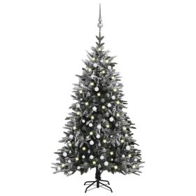 Artificial Christmas Tree LED&Ball Set&Flocked Snow 94.5" PVC&PE