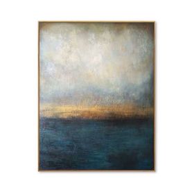 100% Hand Painted Abstract Oil Painting Wall Art Blue Minimalist Modern On Canvas Decor For Living Room Office No Frame (size: 100X150cm)