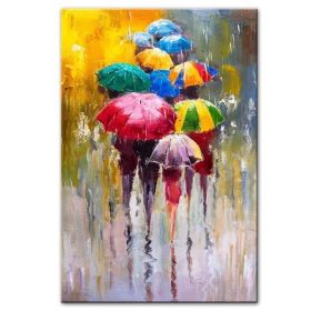 100% Hand Painted Abstract Oil Painting Wall Art Modern Figure Rain view On Canvas Home Decoration For Living Room No Frame (size: 60X90cm)