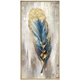 Large Feather White Gold Abstract Oil Painting Hand Painted Paintings Wall Art Home Decor Picture Modern Oil Painting On Canvas (size: 100X150cm)