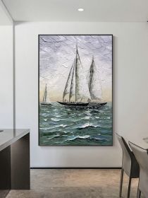 Hand Painted Impressionism Sunrise Seascape Abstract Oil Painting Canvas Art Poster Picture Wall House Decoration Mural (size: 100X150cm)